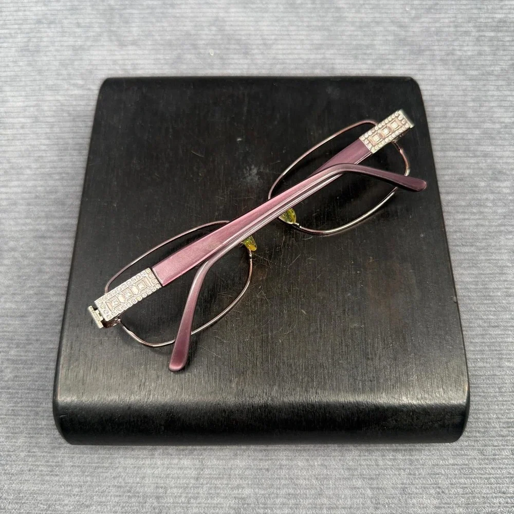Saks Fifth Avenue 303 0S8R Burgundy Metal Eyeglass Frames Rhinestone 55-16-135